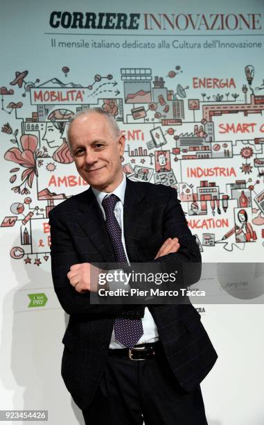 Luciano Fontana, Director of Corriere della Sera poses during the launch of Corriere Innovazione at the Unicredit Pavilion on February 23, 2018 in...