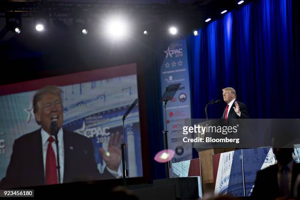 President Donald Trump speaks at the Conservative Political Action Conference in National Harbor, Maryland, U.S., on Friday, Feb. 23, 2018. The list...
