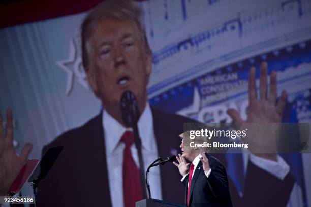 President Donald Trump speaks at the Conservative Political Action Conference in National Harbor, Maryland, U.S., on Friday, Feb. 23, 2018. The list...