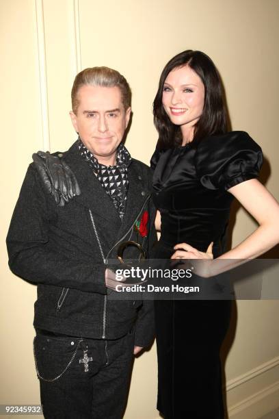 Sopie Ellis Bextor poses with Holly Johnson after presenting him with Classic Song award at the 2009 Q Awards held at the Grosvenor House Hotel on...