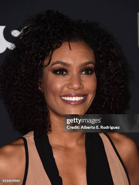 Actress Annie Ilonzeh attends the premiere of USA Network's "Unsolved: The Murders of Tupac and The Notorious B.I.G. At Avalon on February 22, 2018...