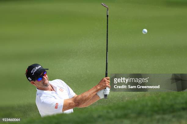 Adam Scott of Australia plays his shot at the fourth hole during the second round of the Honda Classic at PGA National Resort and Spa on February 23,...