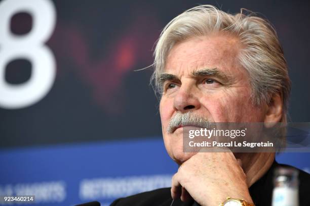 Peter Simonischek attends the 'The Interpreter' press conference during the 68th Berlinale International Film Festival Berlin at Grand Hyatt Hotel on...