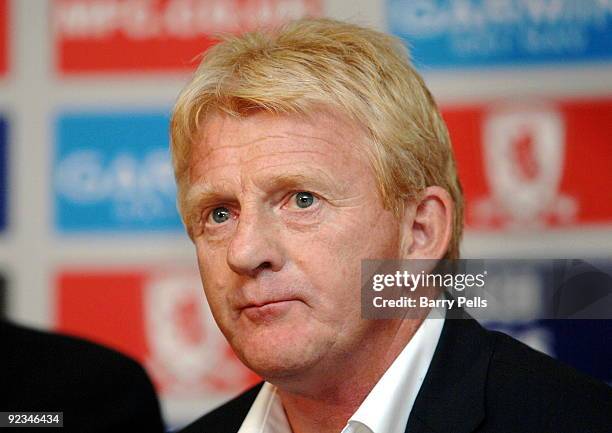 Gordon Strachan attends a press conference held to present him as the new Middlesbrough manager at the Riverside Stadium on October 26, 2009 in...