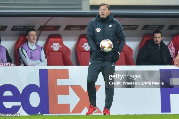 Ralph Hasenhuttl, head coach of RB Leipzig during UEFA Europa League Round of 32 match between RB Leipzig and Napoli at the Red Bull Arena on...