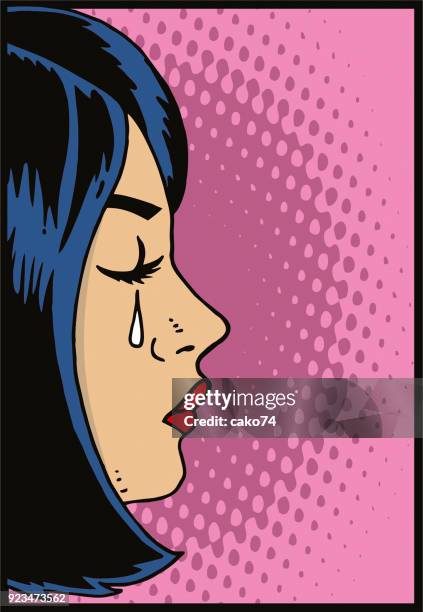 retro style beautiful women crying - crying stock illustrations