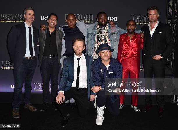 Front Row: Actor Jimmi Simpson, director Anthony Hemmingway, Back Row: creator/executive producer Kyle Long, executive producer Mark Taylor, actors...