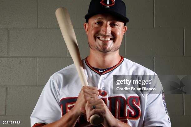 Jordan Pacheco of the Minnesota Twins poses for a portrait on February 21, 2018 at Hammond Field in Ft. Myers, Florida.