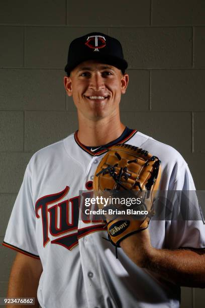 Aaron Slegers of the Minnesota Twins poses for a portrait on February 21, 2018 at Hammond Field in Ft. Myers, Florida.