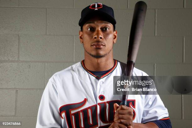 Jorge Polanco of the Minnesota Twins poses for a portrait on February 21, 2018 at Hammond Field in Ft. Myers, Florida.