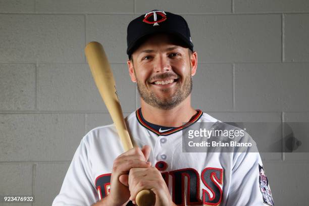 Chris Heisey of the Minnesota Twins poses for a portrait on February 21, 2018 at Hammond Field in Ft. Myers, Florida.