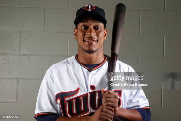 Jorge Polanco of the Minnesota Twins poses for a portrait on February 21, 2018 at Hammond Field in Ft. Myers, Florida.