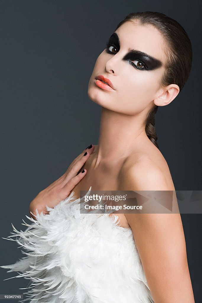 Woman dressed as a swan