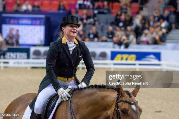 German equestrian Isabell Werth on Emilio saw herself beaten by Denmark's Cathrine Dufour as she places second in the FEI World Cup Dressage...