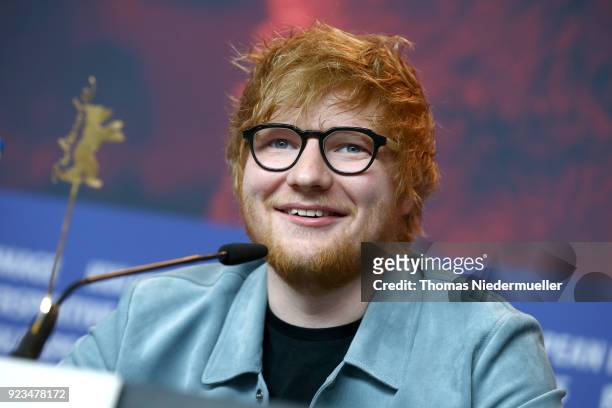 Ed Sheeran is seen at the 'Songwriter' press conference during the 68th Berlinale International Film Festival Berlin at Grand Hyatt Hotel on February...