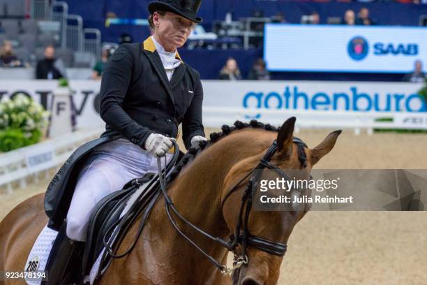 German equestrian Isabell Werth on Emilio saw herself beaten by Denmark's Cathrine Dufour as she places second in the FEI World Cup Dressage...