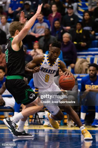 Cal State Bakersfield Roadrunners guard Jarkel Joiner drives the ball to the basket during the game between the Utah Valley Wolverines and the Cal...