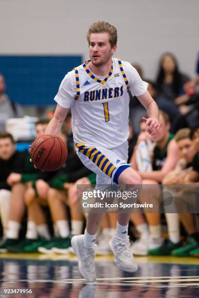 Cal State Bakersfield Roadrunners guard Brent Wrapp dribbles the ball up the court during the game between the Utah Valley Wolverines and the Cal...