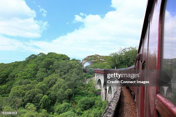 steam train on glenfinnan viaduct - history and progress of the steam engine stock pictures, royalty-free photos & images