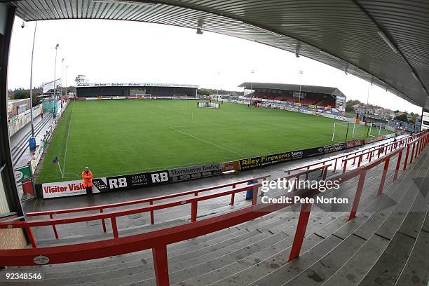 General view of Christie Park prior to the Coca Cola League Two match between Morecambe and Northampton Town held at Christie Park on October 24,...