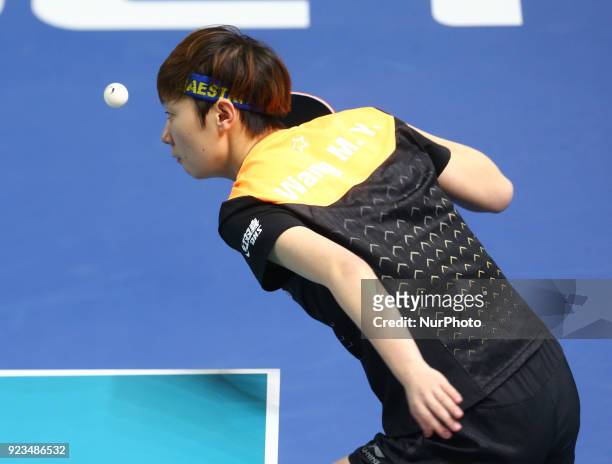 Shiwen LIU of China during 2018 International Table Tennis Federation World Cup match between Shiwen LIU of China against Yue WU of USA at Copper Box...