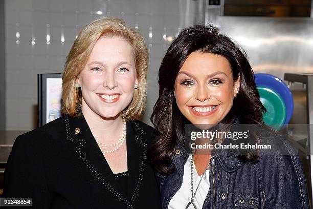 New York U.S Senator Kristen Gillibrand and TV personality Rachael Ray promote the Yum-o! Lunch Program at P.S. 89 / I.S. 289 on October 26, 2009 in...