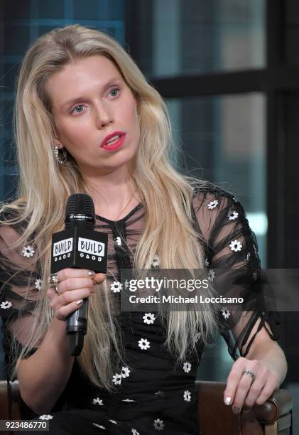 Theodora Richards visits Build Studio to discuss her show on SiriusXM "Off the Cuff" at Build Studio on February 23, 2018 in New York City.