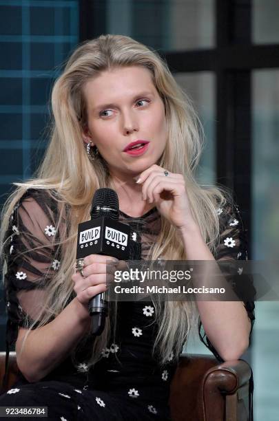 Theodora Richards visits Build Studio to discuss her show on SiriusXM "Off the Cuff" at Build Studio on February 23, 2018 in New York City.