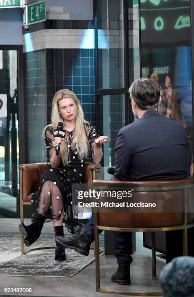 Theodora Richards visits Build Studio to discuss her show on SiriusXM "Off the Cuff" at Build Studio on February 23, 2018 in New York City.