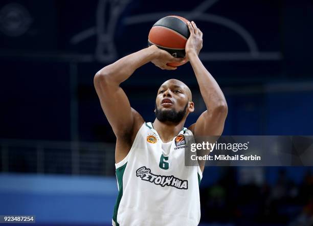 Adreian Payne, #6 of Panathinaikos Superfoods Athens in action during the 2017/2018 Turkish Airlines EuroLeague Regular Season Round 23 game between...