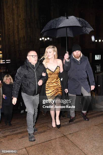 Nicola Peltz arrives at the Versace show during Milan Fashion Week Fall/Winter 2018/19 on February 23, 2018 in Milan, Italy.