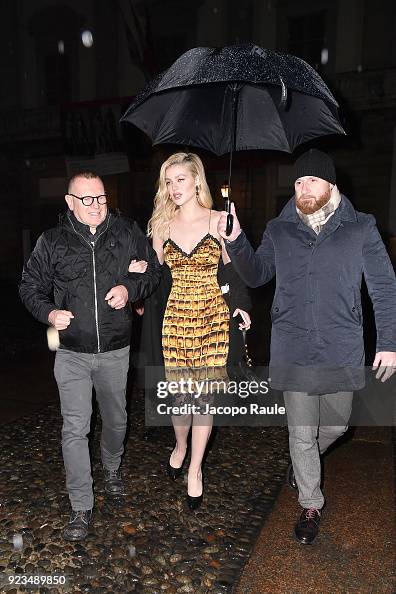 Nicola Peltz arrives at the Versace show during Milan Fashion Week