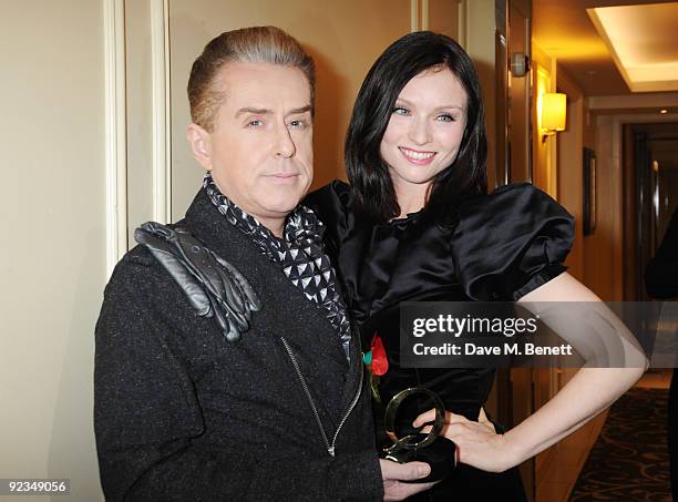 Holly Johnson poses with the Classic Song Award for Frankie Goes To Hollywood 'Relax' presented by Sophie Ellis-Bextor at The Q Awards, at the...