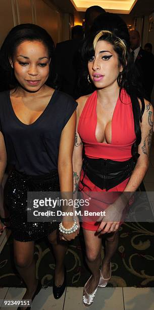 Dionne Bromfield and Amy Winehouse attend The Q Awards, at the Grosvenor House on October 26, 2009 in London, England.