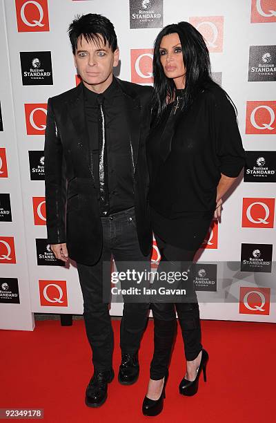 Gary Numan with wife Gemma O'Neill attends the Q Awards 2009 at the Grosvenor House Hotel on October 26, 2009 in London, England.