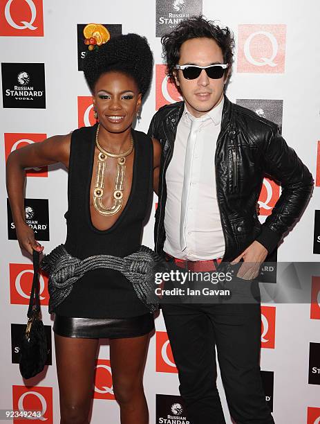 Shingia Shoniwa and Dan Smith from the Noisettes attend the Q Awards 2009 at the Grosvenor House Hotel on October 26, 2009 in London, England.