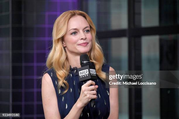 Actress and director Heather Graham visits Build Studio to discuss her movie "Half Magic" at Build Studio on February 23, 2018 in New York City.