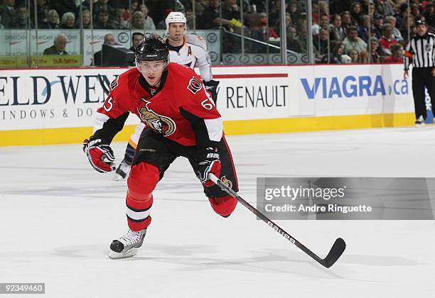 Erik Karlsson of the Ottawa Senators skates against the Nashville Predators at Scotiabank Place on October 22, 2009 in Ottawa, Ontario, Canada.