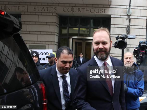 Richard Gates, former associate to Paul Manafort, leaves the Prettyman Federal Courthouse after a hearing February 23, 2018 in Washington, DC. Gates...