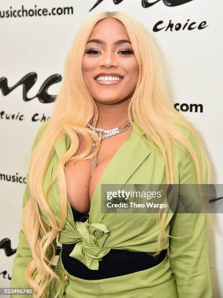 Stefflon Don Visits Music Choice at Music Choice on February 23, 2018 in New York City.