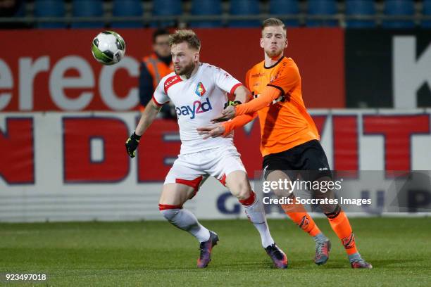 Melvin Platje of Telstar, Gijs Smal of FC Volendam during the Dutch Jupiler League match between Telstar v FC Volendam at the Rabobank IJmond Stadium...