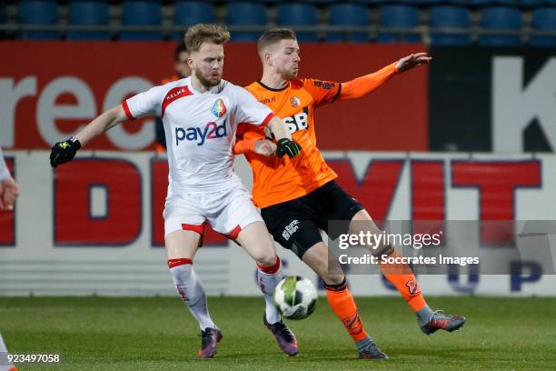 Melvin Platje of Telstar, Gijs Smal of FC Volendam during the Dutch Jupiler League match between Telstar v FC Volendam at the Rabobank IJmond Stadium...