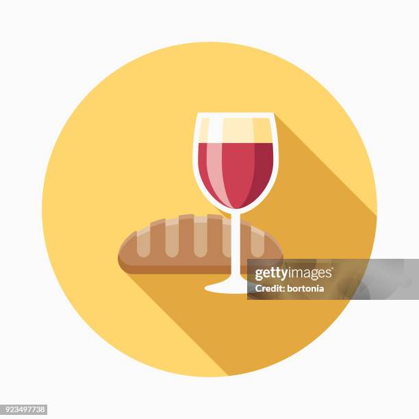 ilustraciones, imágenes clip art, dibujos animados e iconos de stock de icono de pascua comunión diseño plano con sombra lateral - oblea de comunión