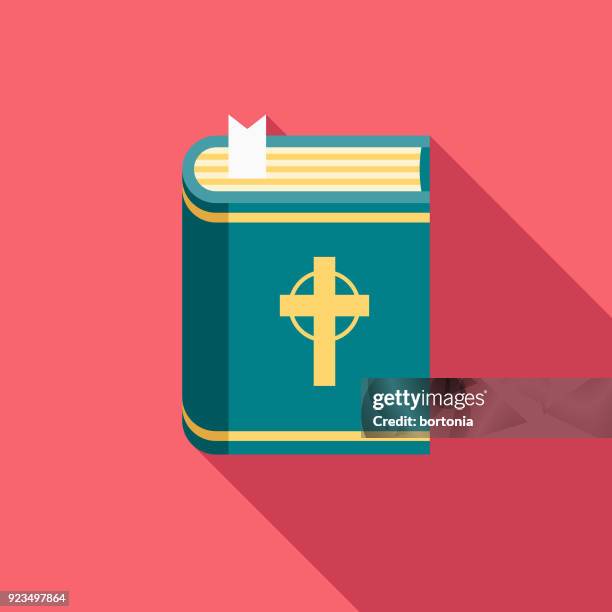holy bible flat design easter icon with side shadow - easter cross stock illustrations