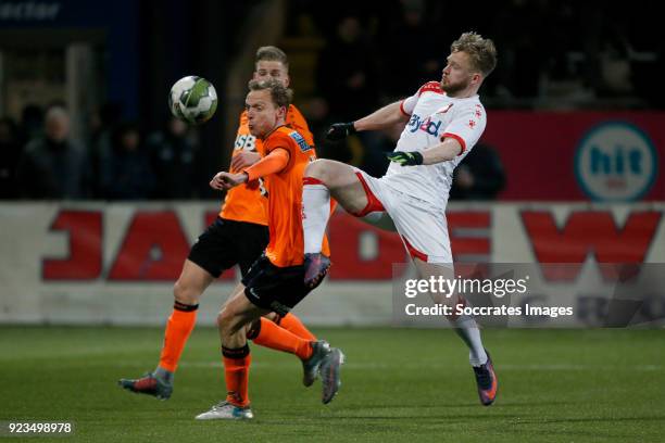 Henny Schilder of FC Volendam, Melvin Platje of Telstar during the Dutch Jupiler League match between Telstar v FC Volendam at the Rabobank IJmond...