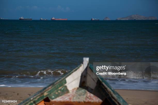 Petroleos de Venezuela SA oil tankers sail towards a refinery in Puerto La Cruz, Anzoategui state, Venezuela, on Wednesday, Feb. 7, 2018. Hunger is...