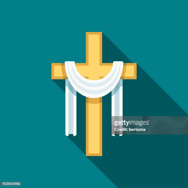 cross flat design easter icon with side shadow - easter sunday stock illustrations