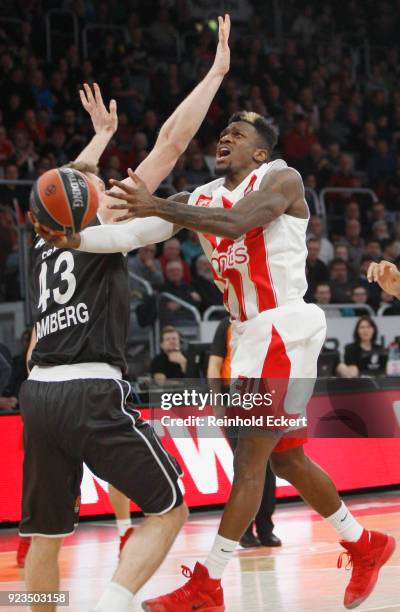 Mts Belgrade competes with Leon Radosevic, #43 of Brose Bamberg BAMBERG, GERMANY in action during the 2017/2018 Turkish Airlines EuroLeague Regular...