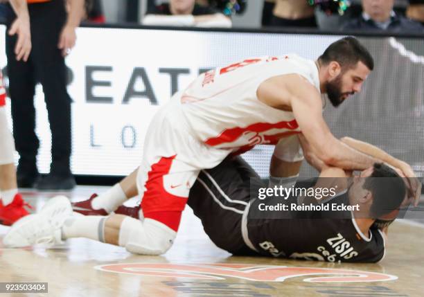 Branko Lazic, #10 of Crvena Zvezda mts Belgrade competes with Nikos Zisis, #6 of Brose Bamberg in action during the 2017/2018 Turkish Airlines...