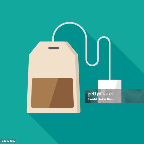 tea bag icon flat - tea bag stock illustrations